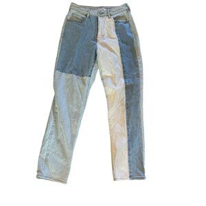 PacSun Womens Size 26  2 Tone Tapered Denim Blue High waisted Mom Jeans hippie